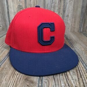 New Era Cleveland Guardians MLB Mens Unisex Fitted Hat Cap‎ Sz 7 1/8 Blue Red